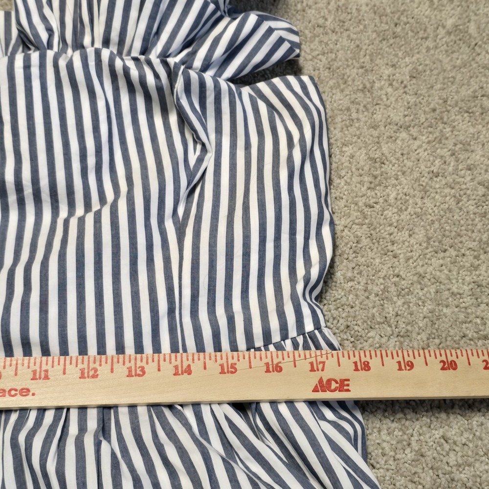 Abercrombie & Fitch Blue White Striped Ruffle Off Shoulder Maxi Dress XL Smocked - Picture 8 of 9